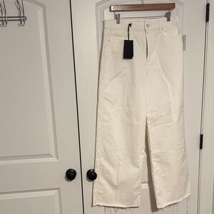 Paige Aneesa 31” High Rise Wide Leg Jeans - Size 31. New with tags in tonal ecru